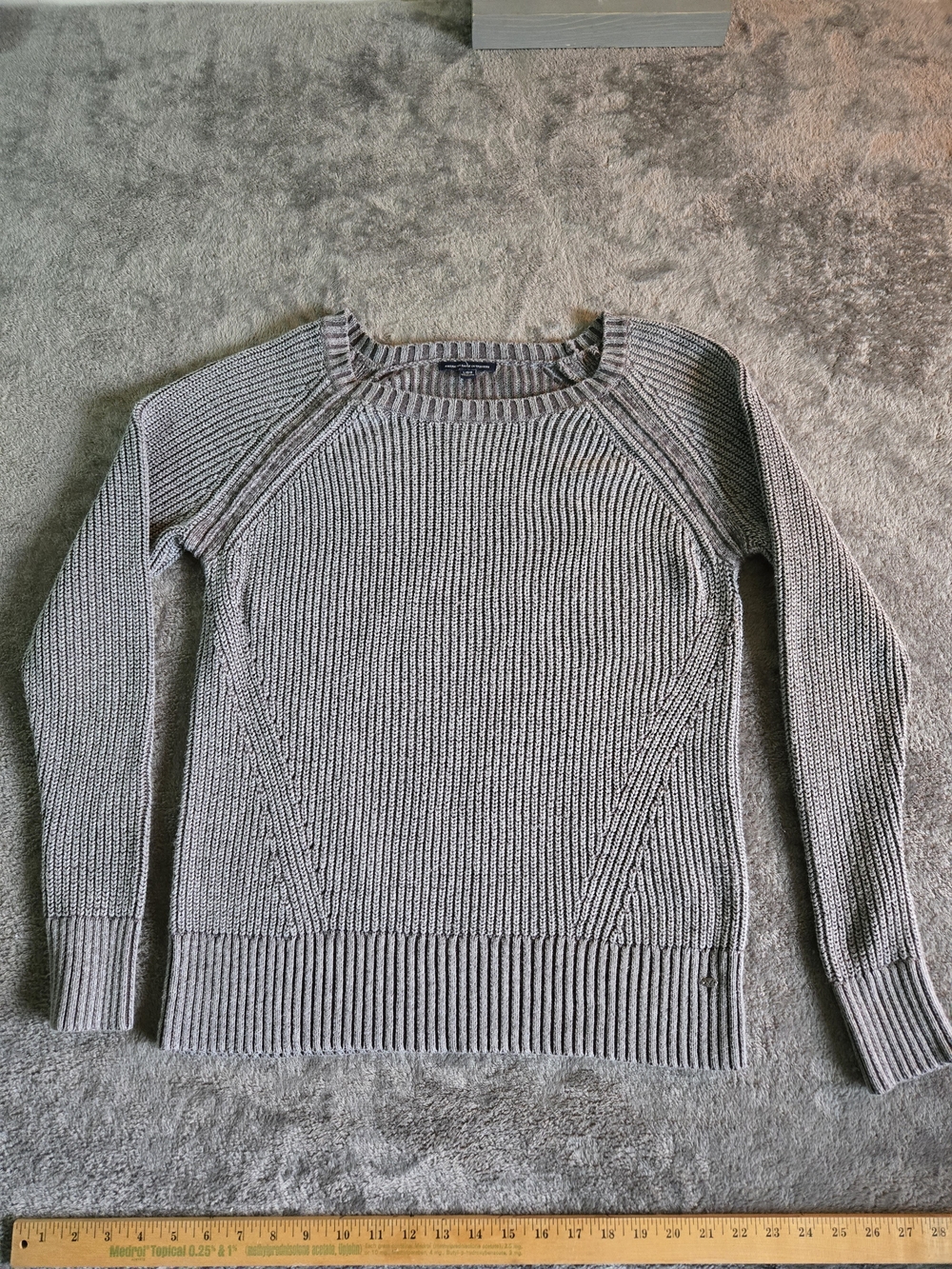 American Eagle Outfitters Heather Gray Ribbed Crewneck Sweater
